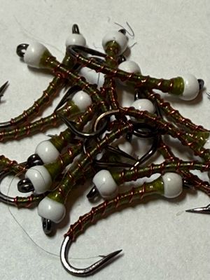 Light Olive / Red Rib Ice Cream Cone Chironomid Fly Fishing Flies. Set Of Three. Stillwaters