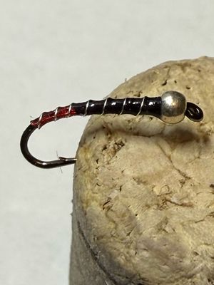Red Butt Black n Silver Chironomid Fly Fishing Flies. Set Of Three. Stillwaters