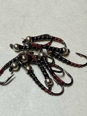 Red Butt Black n Silver Chironomid Fly Fishing Flies. Set Of Three. Stillwaters