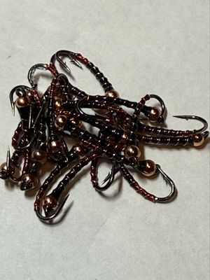 Red Butt Black n Copper Chironomid Fly Fishing Flies. Set Of Three. Stillwaters