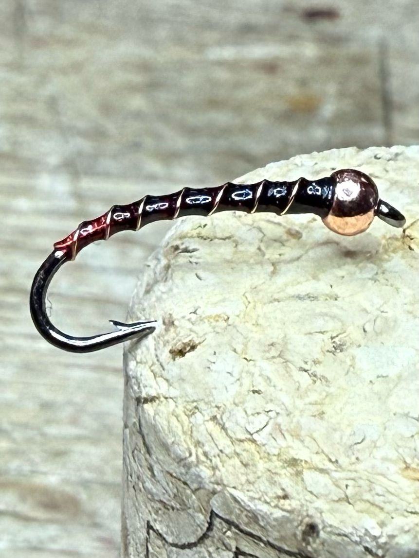 Red Butt Black n Copper Chironomid Fly Fishing Flies. Set Of Three. Stillwaters