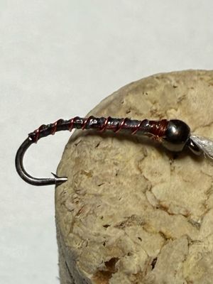 Black n Blue Dun / Red Rib Chironomid Fly Fishing Flies. Set Of Three. Stillwaters