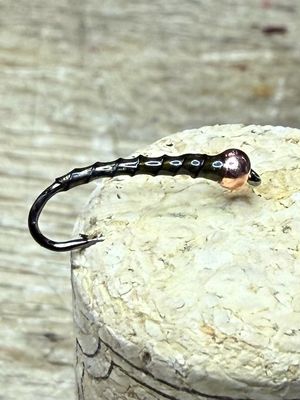 Olive n Copper Chironomid Fly Fishing Flies. Black Rib. Set Of Three. Stillwaters