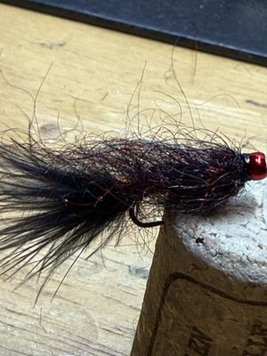 Black N Red Balanced Leech Fly Fishing Flies. Metallic Red Tungsten Beads. Set Of Three