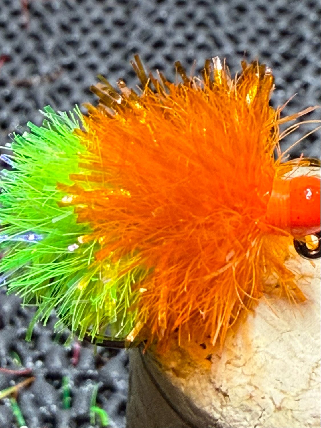 Fl. Chartreuse/ Hot Orange Blob Fly Fishing Flies Set Of Three Fl. Orange Bead.