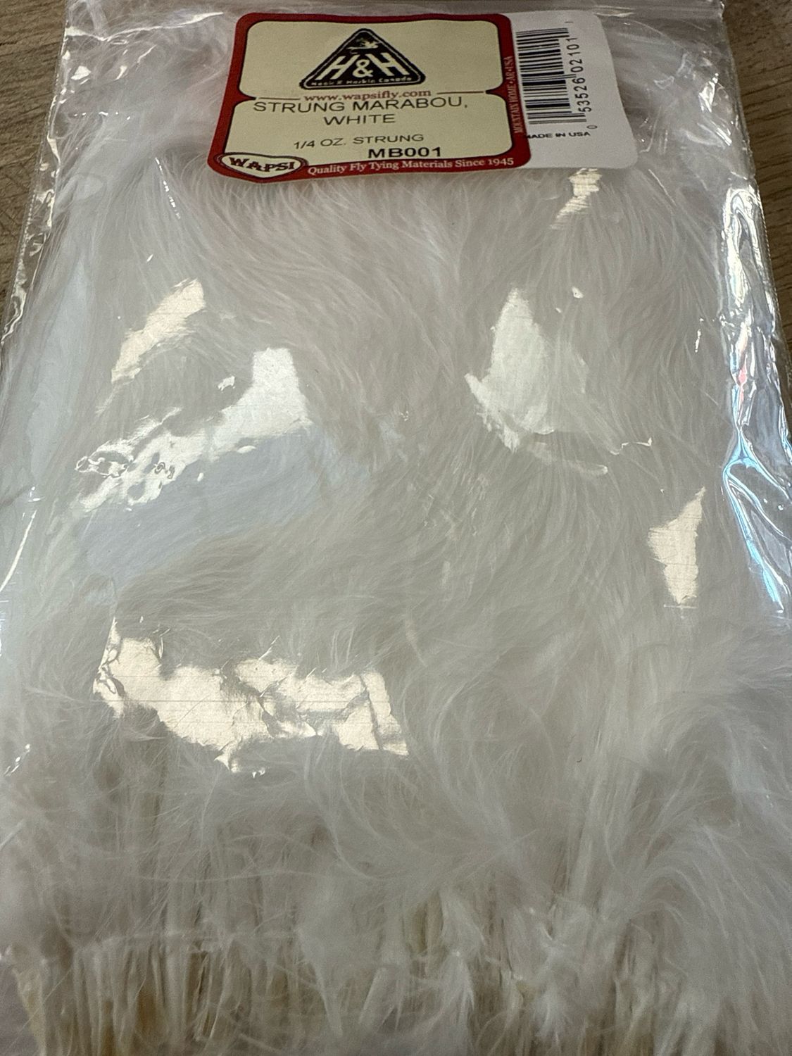 Wapsi Strung White Marabou 1/4 Ounce Package