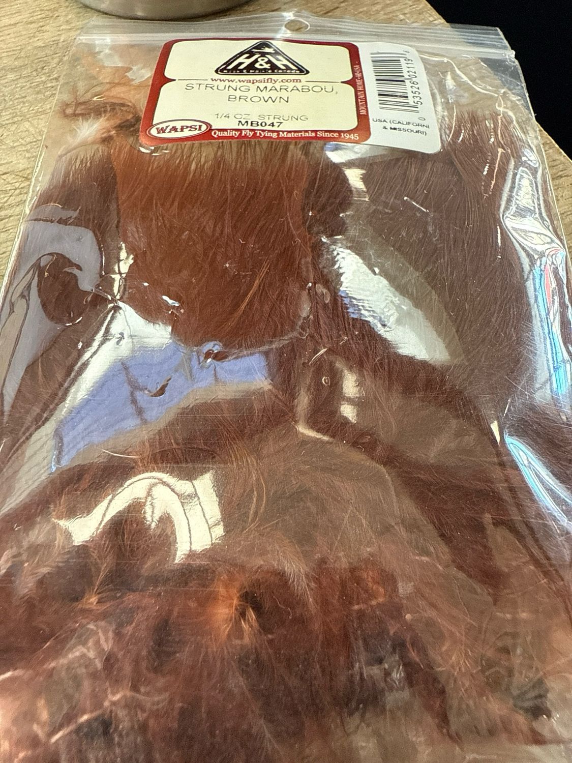 Wapsi Strung Brown Marabou 1/4 Ounce Package
