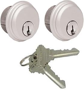 Commercial Storefront Door Lock Mortise Cylinders fits Adams Rite Kawneer Vistawall Deadbolt  (2-Pack, Matching Keys), Color: Aluminum, Keying Options (for qty more than 1): Keyed Alike