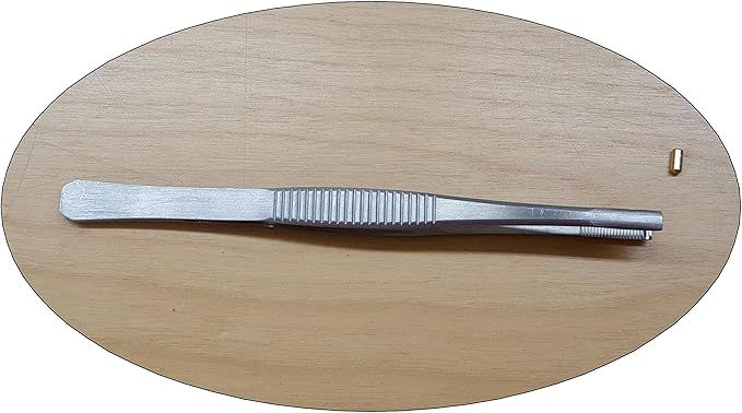 Lock Pin - Tumbler Tweezers - Brushed Stainless Steel, for Locksmith Pinning & Rekeying Kit, 6" long, grooved for easy handling, grooved tip for easy pin gripping, tools