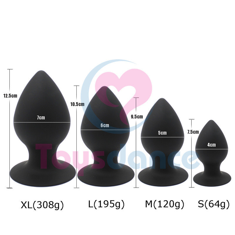 Anal Training Set w/Suction Base ~ Black Silicone Bulbs (4 Sizes OR Full Set)