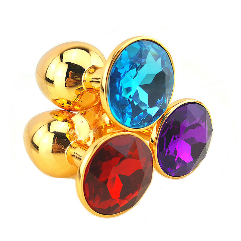 Crystal Jewelry / Metal Anal Plug (Gold OR Silver Metal + 12 Crystal Colors)