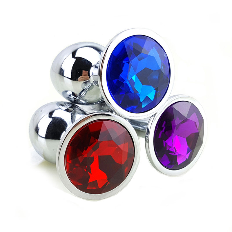 Crystal Jewelry / Metal Anal Plug (Gold OR Silver Metal + 12 Crystal Colors)