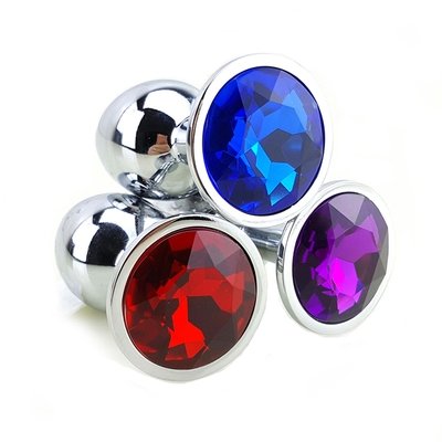Crystal Jewelry / Metal Anal Plug (Gold OR Silver Metal + 12 Crystal Colors)