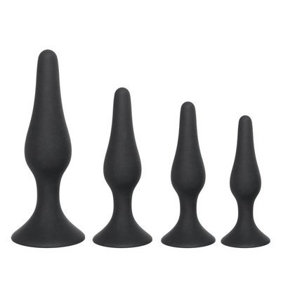 Anal Training Set w/Suction Base ~ Silicone Easy Glide (2 Colors / 4 Sizes OR Full Set)