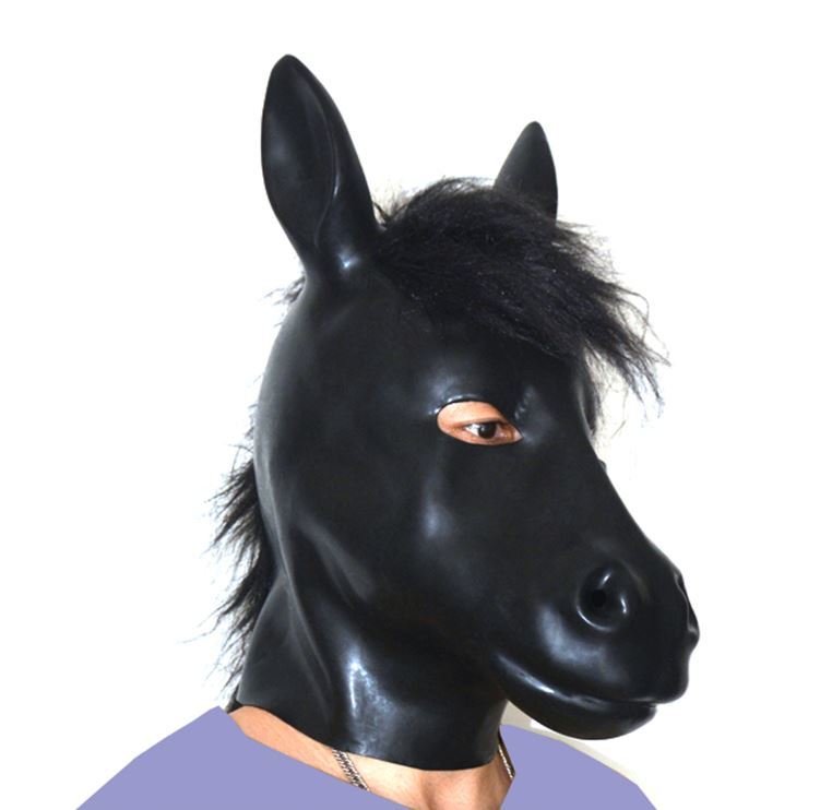 Latex Animal Masks - (6 Styles - Horse, Dog, Cat, Pig, Leopard & Wolf)