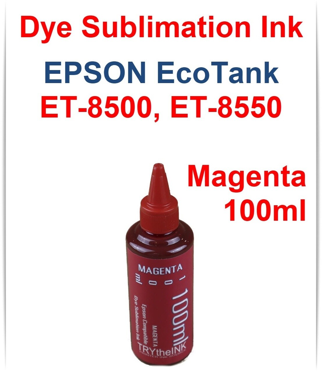 Magenta Dye Sublimation Ink 100ml bottle for EPSON EcoTank ET-8500 ET-8550 printers