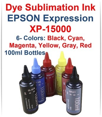 Dye Sublimation Ink 6- 100ml for Epson Expression Photo HD XP-15000 printer