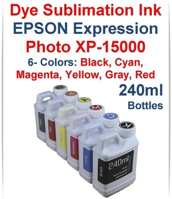 Dye Sublimation Ink 6-240ml for Epson Expression Photo HD XP-15000 printer