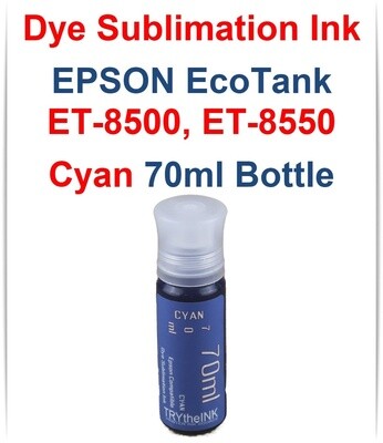 Cyan Dye Sublimation Ink 70ml bottle for EPSON EcoTank ET-8500 ET-8550 printers