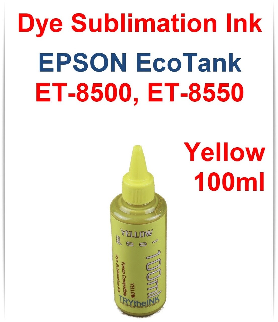 Yellow Dye Sublimation Ink 100ml bottle for EPSON EcoTank ET-8500 ET-8550 printers