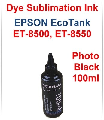 Photo Black Dye Sublimation Ink 100ml bottle for EPSON EcoTank ET-8500 ET-8550 printers