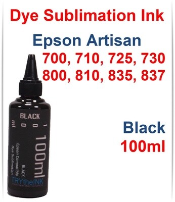 Black Dye Sublimation Ink 100ml for Epson Artisan 700 710 725 730 800 810 835 837