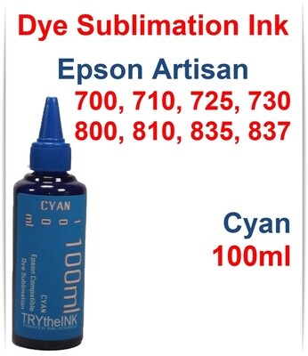 Cyan Dye Sublimation Ink 100ml for Epson Artisan 700 710 725 730 800 810 835 837