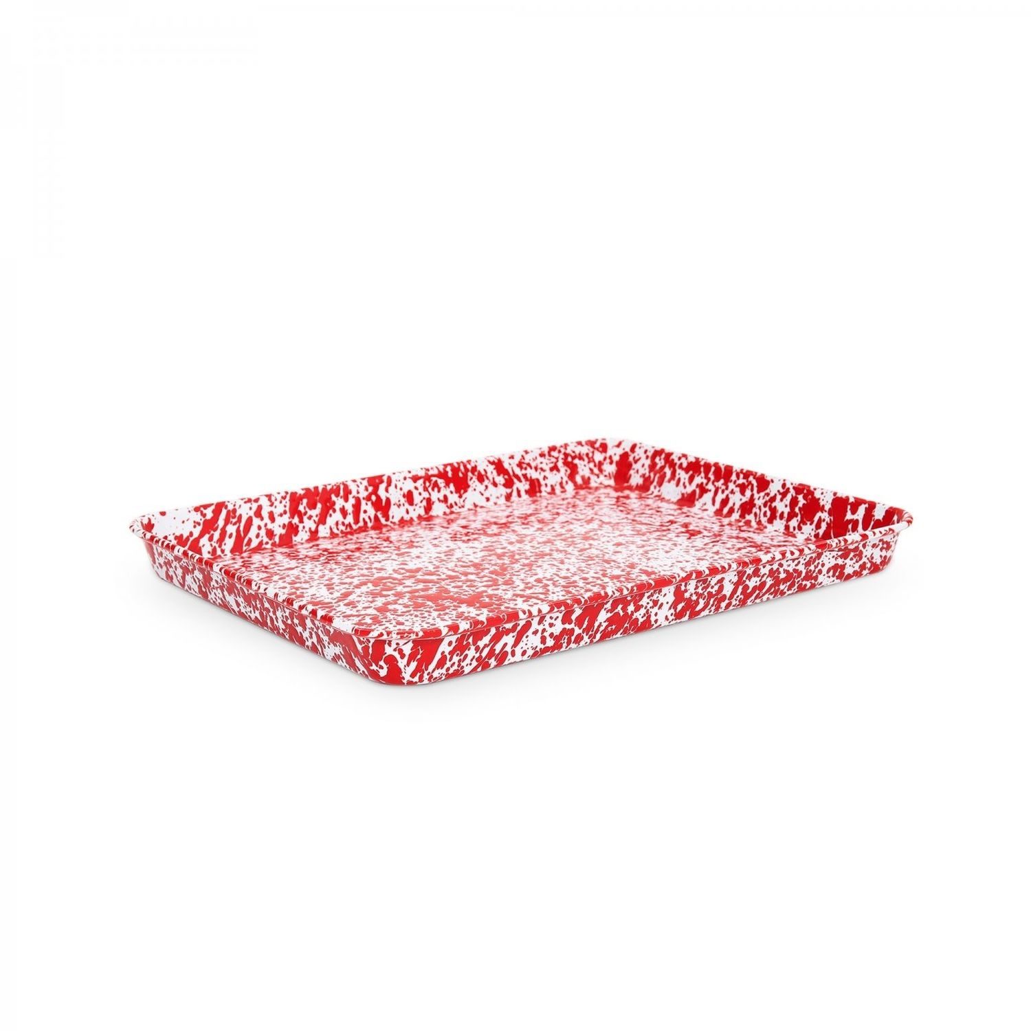 Crow Canyon Enamel Large Jelly Roll Tray, Style: Red Splatter
