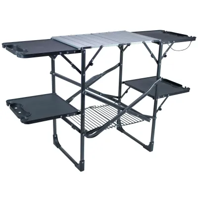GCI Slim-Fold Cook Station Black Chrome Chair Camp