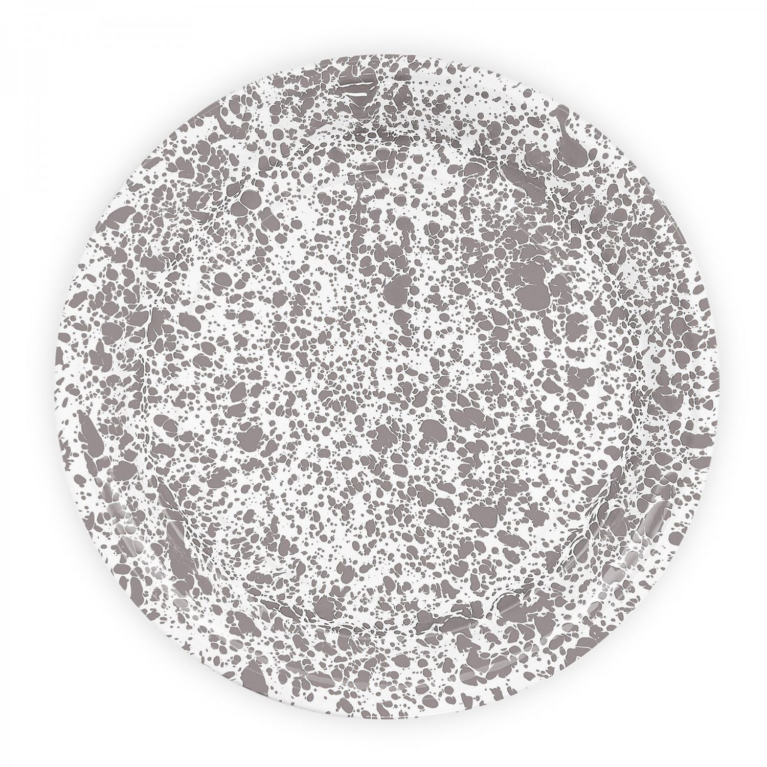 Crow Canyon Enamel Large Round Tray, Style: Grey Splatter