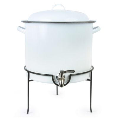 Crow Canyon Enamel Beverage Dispenser With Rack