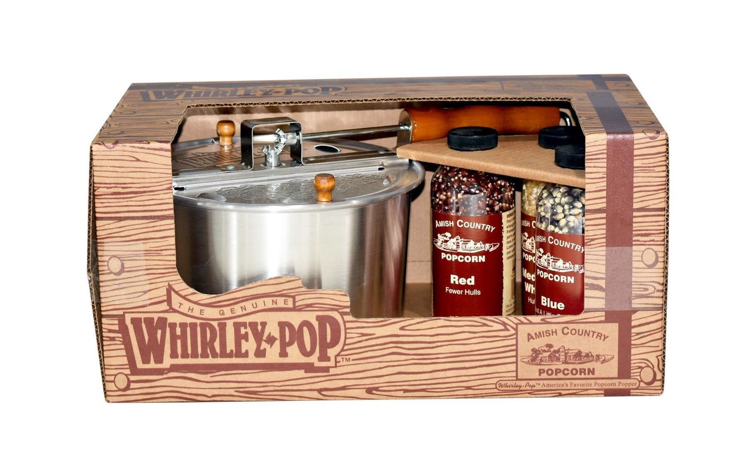 Amish Country Whirley Popper Gift Set with Popcorn