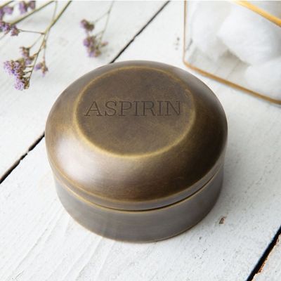 Antique Brass Asprin Pill Box