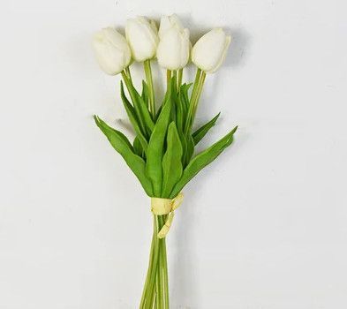 Faux Tulip Bunch White