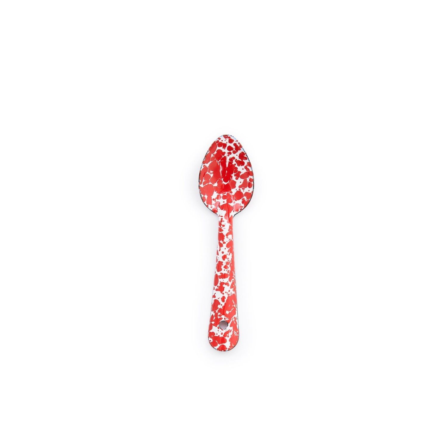 Crow Canyon Small Enamel Spoon, Style: Red Splatter