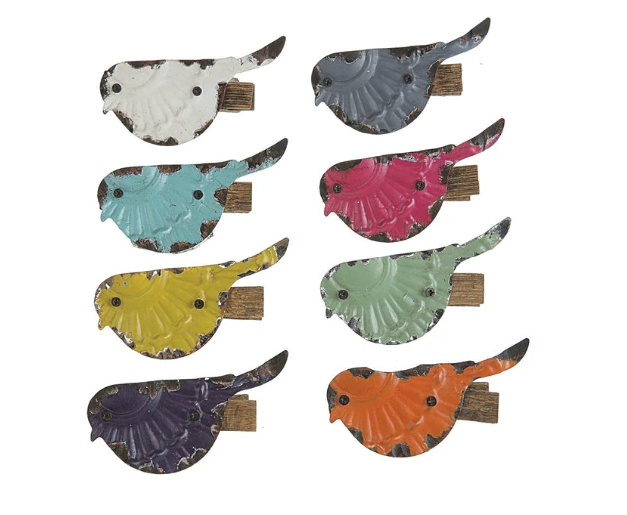 Embossed Metal Bird Clips