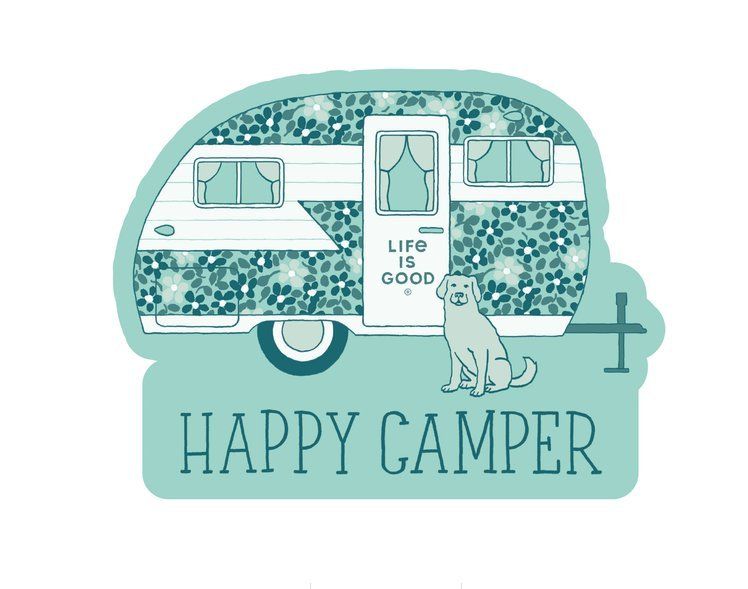Life is Good Die Cut Sticker - Happy Camper