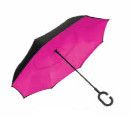 UnbelievaBrealla Print Reverse Closing Umbrella Black / Hot Pink