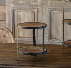 Two Tiered Iron &amp; Rustic Wood Stand