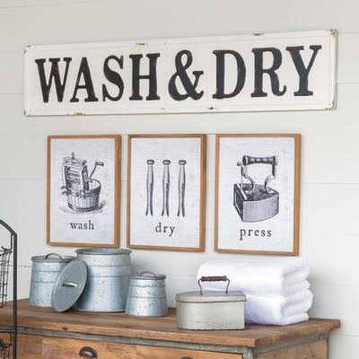 Embossed Metal Wash &amp; Dry Sign