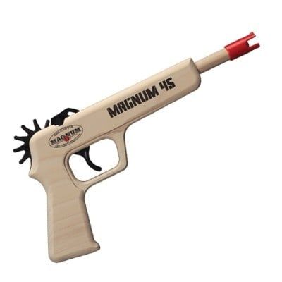Rubber Band Gun Magnum 45 Pistol - Red Ammo