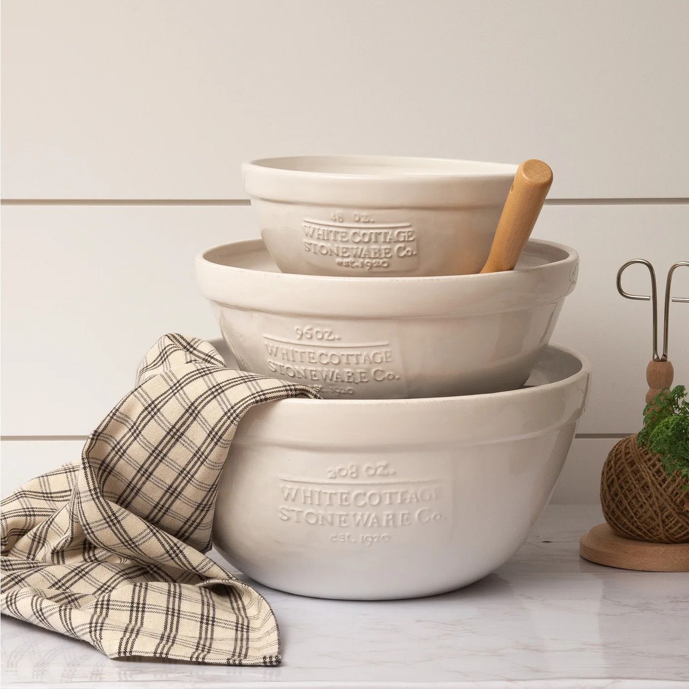 White Cottage Ceramic Mixing Bowl 3.5 x 8