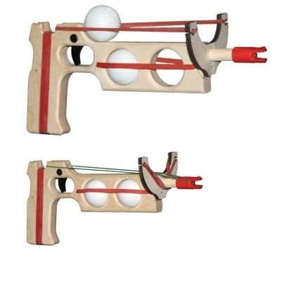 Rubber Band Gun Ping Pong Ball Shooter &amp; Green Ammo