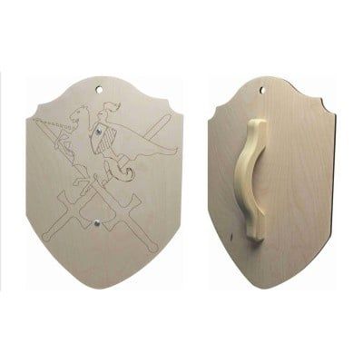 Large Shield w/ Wooden Handle - Laser Scored