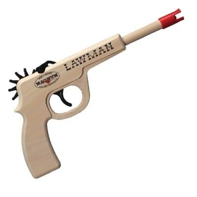 Rubber Band Gun Lawman Pistol (12 Shot) - Red Ammo