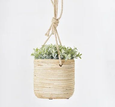 Faux Rattan Hanging Planter 5.2”