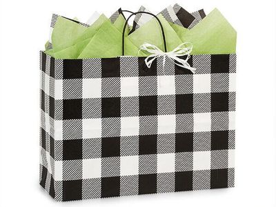 Buffalo Plaid Black Paper Shopping Bags