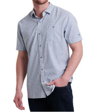 KUHL Men's Persuadr Short Sleeve Shirt, Color: Coastal Mist, Size: SM