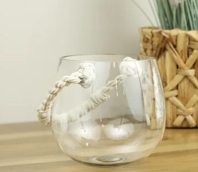 Clear Glass Jar w/ Cotton Rope 7”