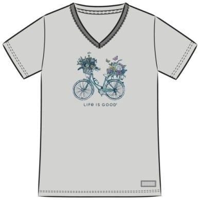 Bike Flower Baskets Short Sleeve Crusher Vee Fog Gray, Size: M